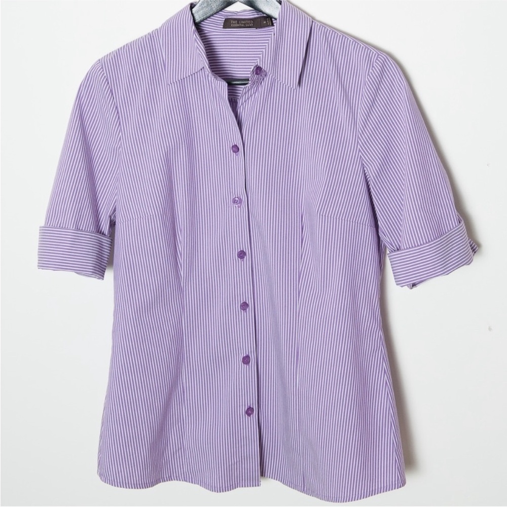 The Limited Essentials Purple Button Short Sleeve - Picture 2 of 5